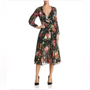 Alice + Olivia Abney Floral Burnout Wrap Dress